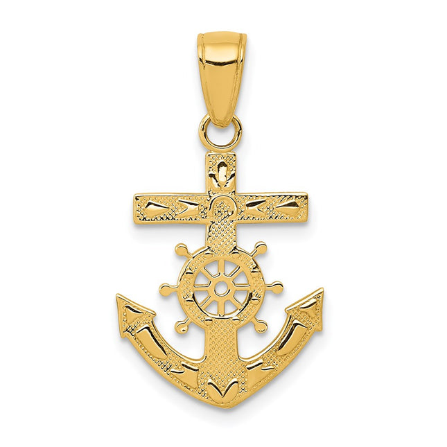 14k Mariners Cross Pendant, 25 x 15mm
