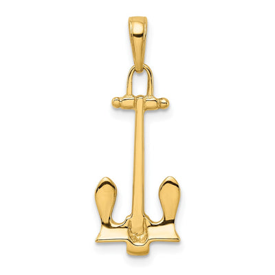 14K 3D Navy Anchor Pendant