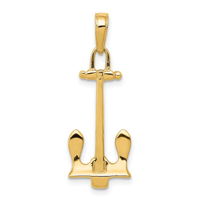14K gold anchor pendant