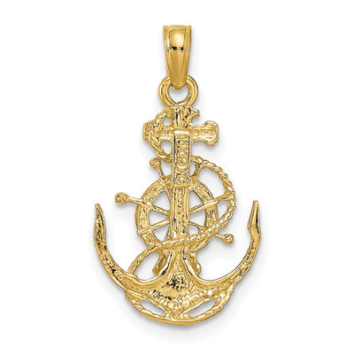 14K Small Anchor w/Wheel Pendant