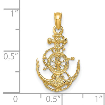 14K Small Anchor w/Wheel Pendant