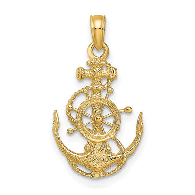 14K gold anchor pendant