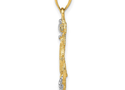 14K w/ Rhodium Anchor W/Rope Pendant (Style K3079)
