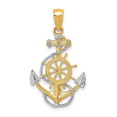 14K gold anchor pendant