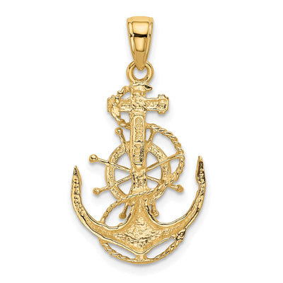 14K Medium Anchor w/Wheel Pendant