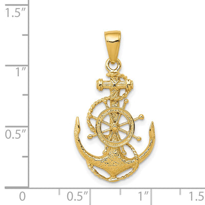 14K Medium Anchor w/Wheel Pendant