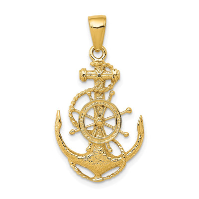14K gold anchor pendant