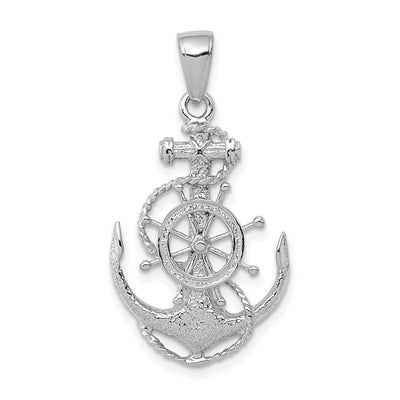 14K white gold anchor pendant