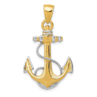 14K gold anchor pendant