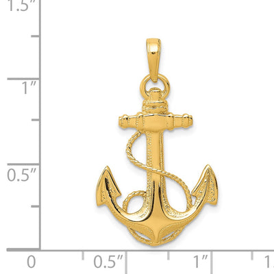 14K Anchor w/Rope Pendant