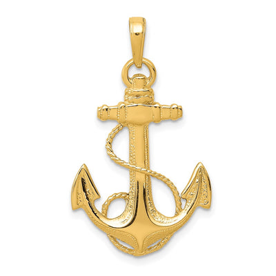 14K gold anchor pendant