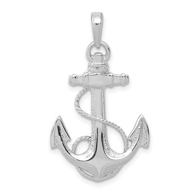 14K white gold anchor pendant