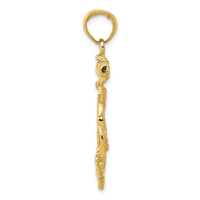 14K Large Anchor w/Wheel Pendant