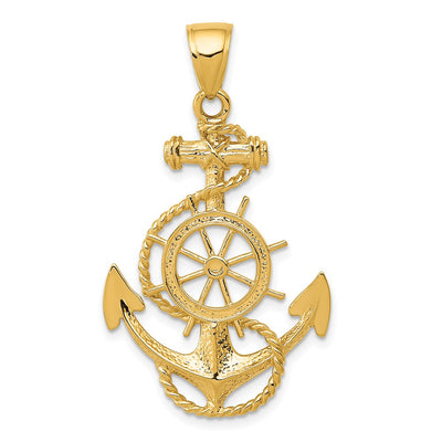 14K gold anchor pendant