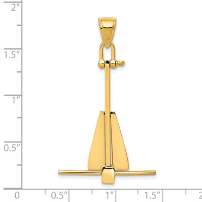 14K 3D Moveable Anchor Pendant