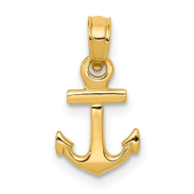 14K gold anchor pendant