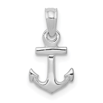 14K white gold anchor pendant