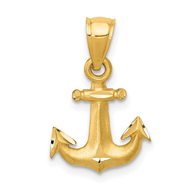 14K gold anchor pendant