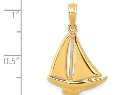 14K Sailboat Pendant, 24 x 16mm