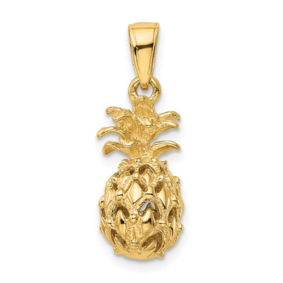 14K 3D Cut-out Pineapple Pendant