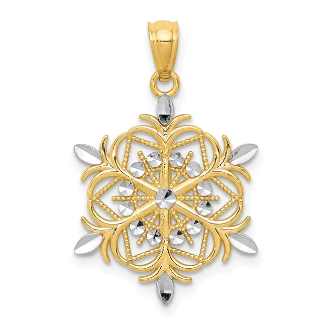 14k Yellow & Rhodium Pendants Style K3190 - Classique Jewelry Inc.