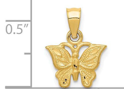 14K Diamond-cut Butterfly Pendant