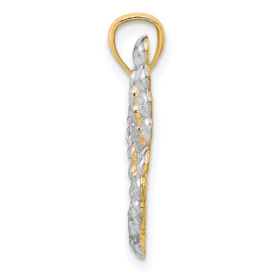 14K and Rhodium Diamond-cut Butterfly Pendant