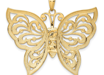 14K gold butterfly pendant, another view