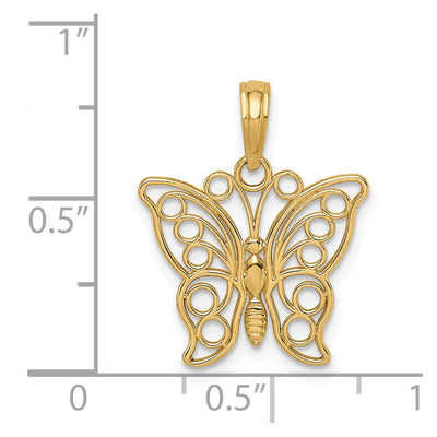 14K Cut-out Butterfly Large Pendant
