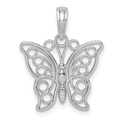 14K white gold butterfly pendant
