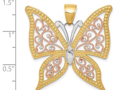 14k Two-tone w/White Rhodium Diamond-cut Butterfly Pendant (Style K3249)