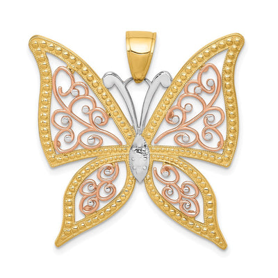 14K gold butterfly pendant