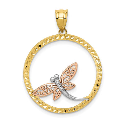 14K gold dragonfly pendant
