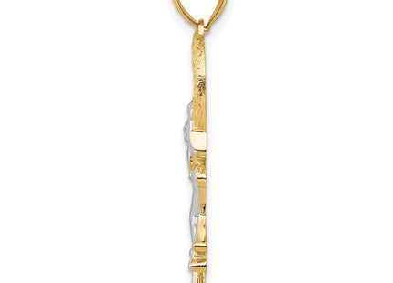 14k Yellow & Rhodium Pendants Style K3293 - Classique Jewelry Inc.