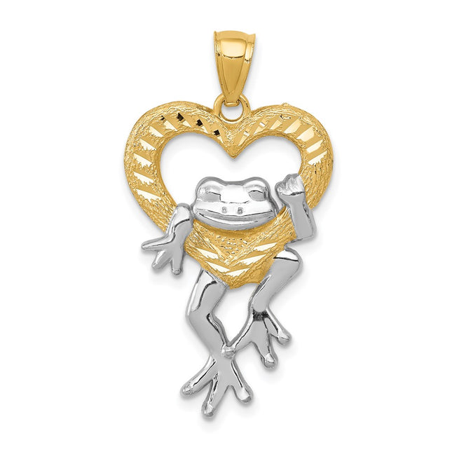 14k Yellow & Rhodium Pendants Style K3293 - Classique Jewelry Inc.