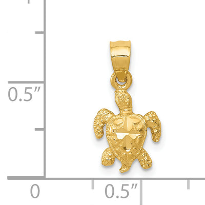14K Turtle Pendant, 19 x 8mm