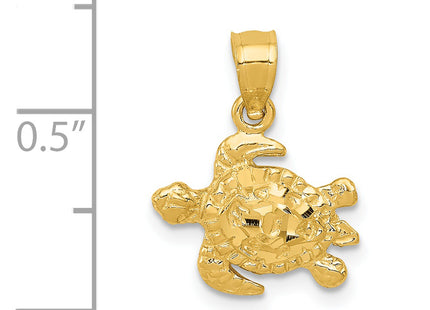 14K Turtle Pendant, 17 x 13mm