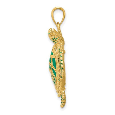 14K 3-D Enameled Sea Turtle Pendant