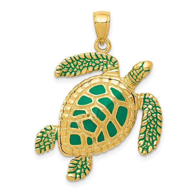 14K Turtle Pendant, 25 x 14.5mm