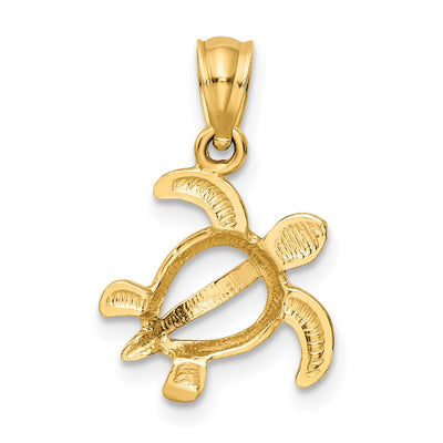 14K Open Turtle Pendant, 19.5 x 13mm