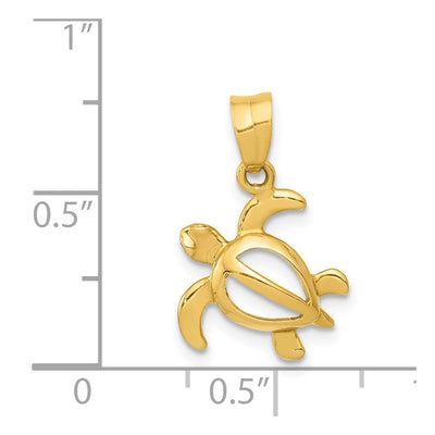 14K Open Turtle Pendant, 19.5 x 13mm