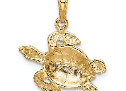 14k Sea Turtle Pendant, 20.5 x 19.8mm