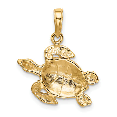 14K Sea Turtle Pendant, 20.5 x 19.8mm