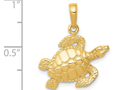 14k Sea Turtle Pendant, 20.5 x 19.8mm
