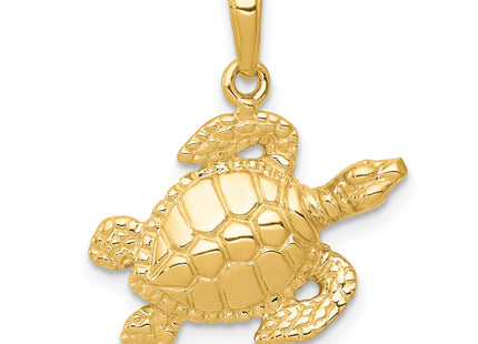 14k Sea Turtle Pendant, 20.5 x 19.8mm