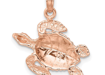 14k Rose Gold Textured Sea Turtle Charm (Style K3308R)