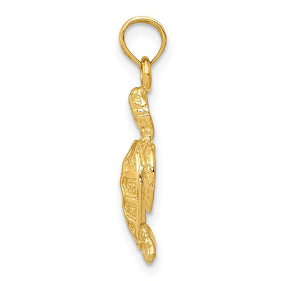 14K Sea Turtle Pendant, 22 x 13mm