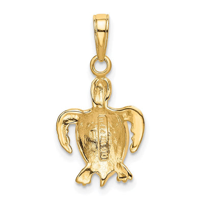14K Sea Turtle Pendant, 22 x 13mm
