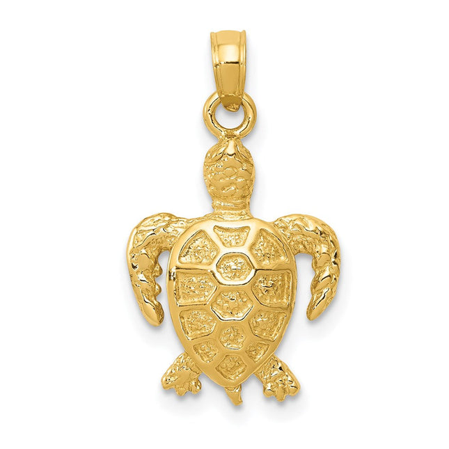 14k Sea Turtle Pendant, 22 x 13mm