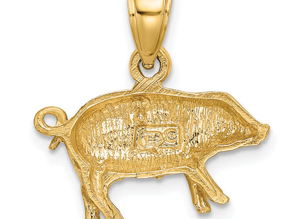 14K Diamond-cut Pig Pendant